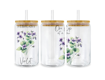 UV DTF 16 oz Libbey Glass Cup Wrap February | DTF Dallas - DTF Dallas