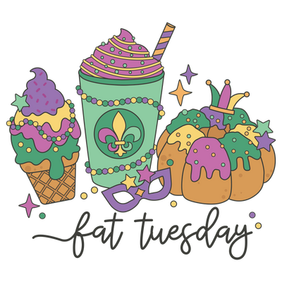 Fat Tuesday Mardi Gras Design - DTF Ready To Press - DTF Dallas