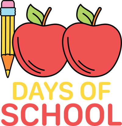 100th Days of School - Apples Teacher Design | DTF Dallas - DTF Dallas