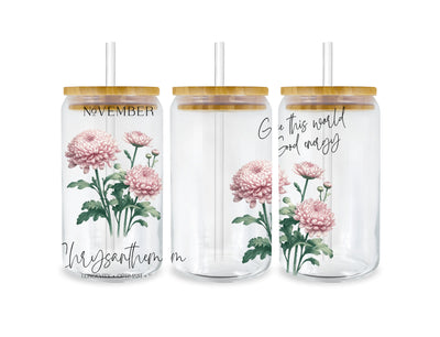 November Chrysanthemum Birthday Cup Wrap - DTF | DTF Dallas - DTF Dallas
