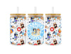 UV Libbey Glass Cup Wrap Bluey Summer Starbucks | DTF Dallas - DTF Dallas