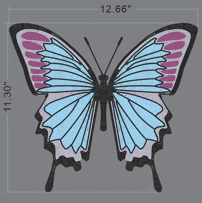 Blue Butterfly 22009 Ready to Press Rhinestone Transfer - DTF Dallas