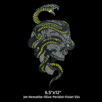 Snake and Skull 24007 Ready to Press Rhinestone Transfer (view 1)