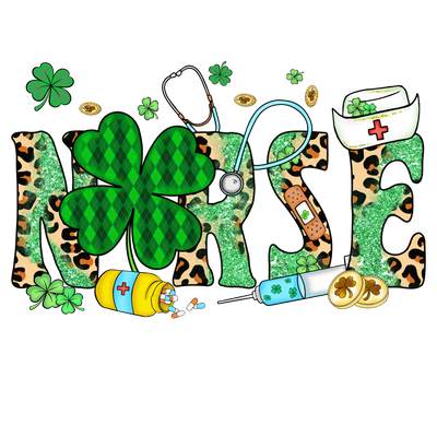 Nurse Saint Patrick's Day Clover Design | DTF Dallas - DTF Dallas