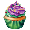 Mardi Gras Cupcake Design - DTF Ready To Press - DTF Dallas