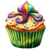 Mardi Gras King Cupcake Design - DTF Ready To Press - DTF Dallas