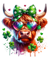 St Paddy's Day Patrick's Day Cool Highland Cow | DTF Dallas - DTF Dallas