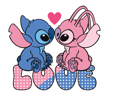 Stitch Valentine's Day Love Design - DTF Ready To Press - DTF Dallas