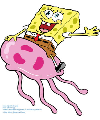 Sponge Bob Riding Jellyfish Cartoon Design | DTF Dallas - DTF Dallas