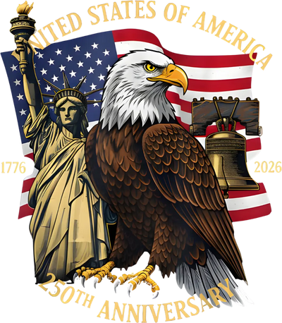 America 250th Anniversary Eagle Design - DTF Ready To Press - DTF Dallas