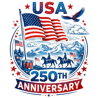 USA 250th Anniversary Western Cowboy Patriotic Design - DTF Ready To Press - DTF Dallas