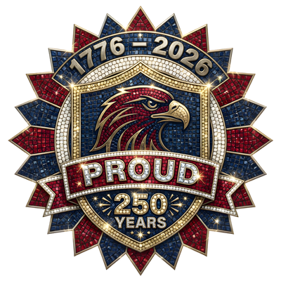 Proud 250 Years Faux Mosaic Eagle Star Badge 1776-2026 - DTF Ready To Press - DTF Dallas