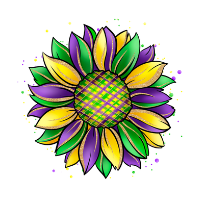 Mardi Gras Sunflower Design - DTF Ready To Press - DTF Dallas