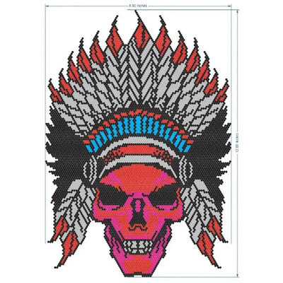 Indian Skull with Feathers 21012 Ready to Press Rhinestone Transfer - DTF Dallas