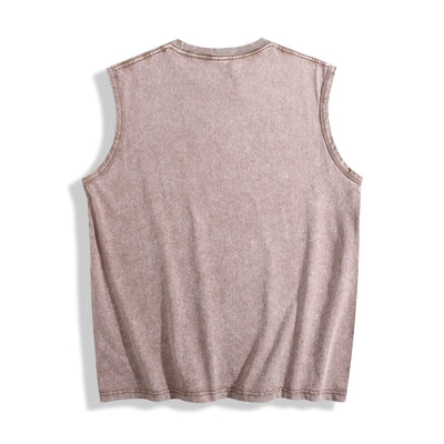 Acid Wash Distressed Sleeveless Top - Oversized Vintage Muscle Tee - DTF Dallas