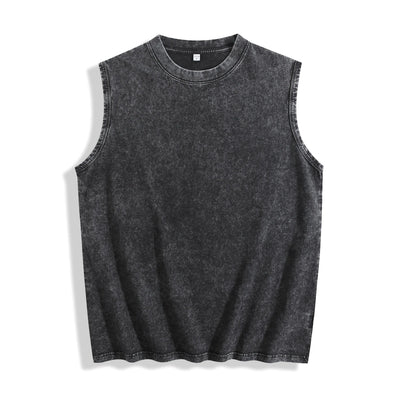 Acid Wash Distressed Sleeveless Top - Oversized Vintage Muscle Tee - DTF Dallas