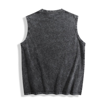 Acid Wash Distressed Sleeveless Top - Oversized Vintage Muscle Tee - DTF Dallas