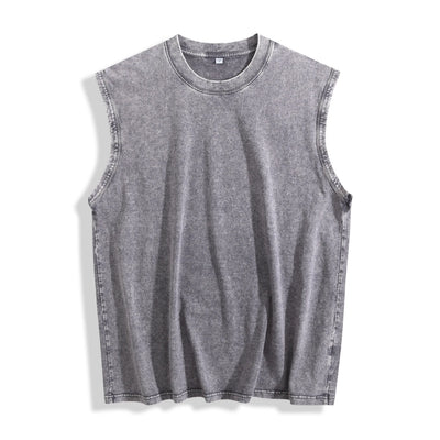 Acid Wash Distressed Sleeveless Top - Oversized Vintage Muscle Tee - DTF Dallas