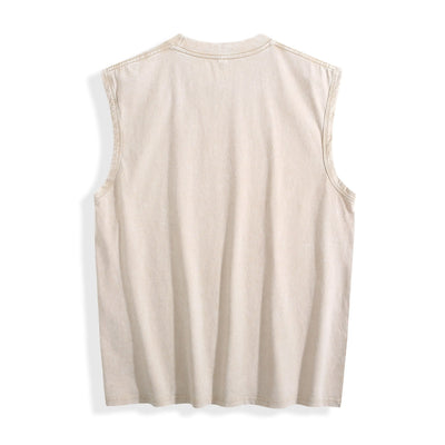 Acid Wash Distressed Sleeveless Top - Oversized Vintage Muscle Tee - DTF Dallas