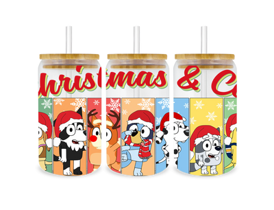 UV DTF 16 oz Libbey Glass Cup Wrap Christmas | DTF Dallas - DTF Dallas