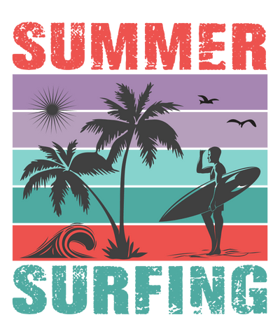 Summer Surfing Design - DTF Ready To Press - DTF Dallas