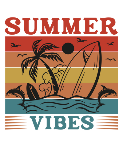Colorful Summer Vibes Design - DTF Ready To Press - DTF Dallas