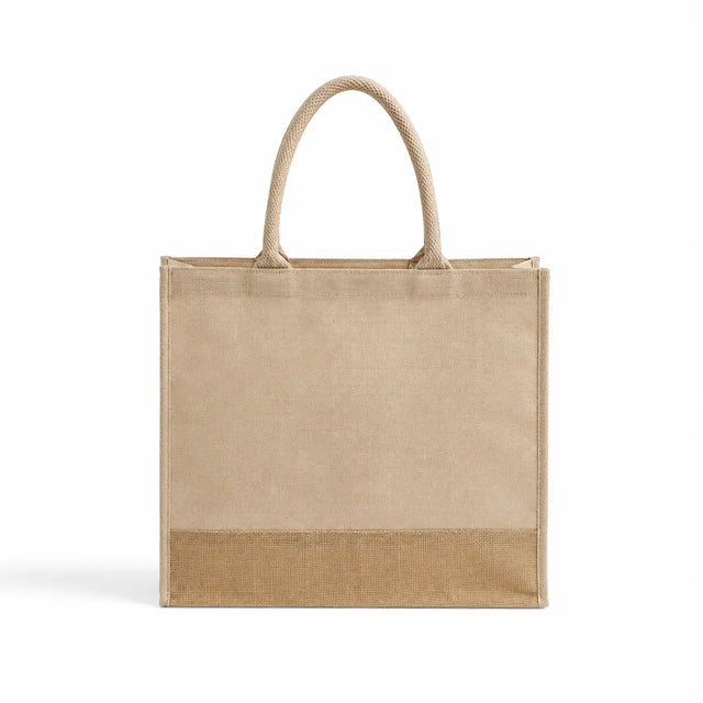 Large Reusable Jute Blend Tote Bags Burlap Accents and Full Gusset - TJ913 - DTF Dallas