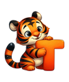 Animal Alphabet T Tiger Design - DTF Ready To Press - DTF Dallas