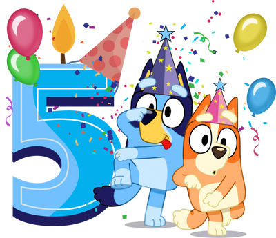 5th Birthday Boy Bluey Design - DTF Ready To Press - DTF Dallas