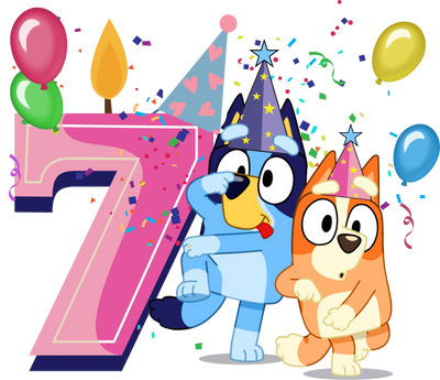 7th Birthday Girl Bluey Design - DTF Ready To Press - DTF Dallas