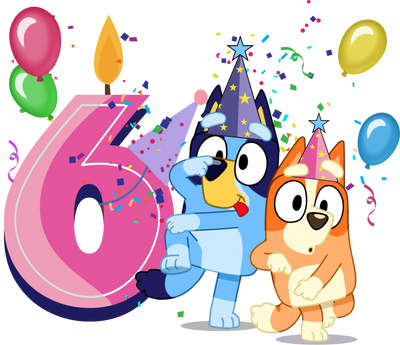 Bluey 6th Birthday Girl Design - DTF Ready To Press - DTF Dallas