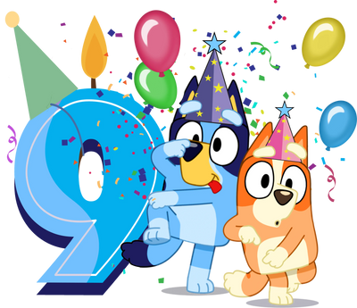 Bluey 9nd Birthday Boy Design - DTF Ready To Press - DTF Dallas