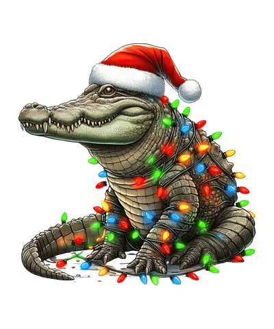 Christmas Crocodile Tree Design - DTF Ready To Press - DTF Dallas