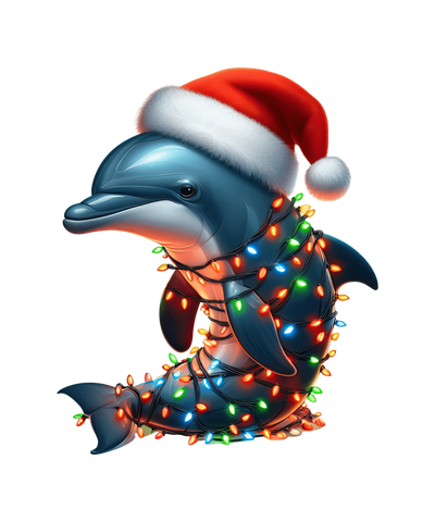 Christmas Dolphin Tree Design - DTF Ready To Press - DTF Dallas