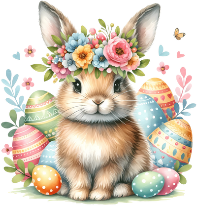 Cute Easter Bunny with Eggs Design | DTF Dallas - DTF Dallas