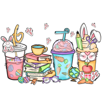 Study and Coffee Bunny Easter Design | DTF Dallas - DTF Dallas
