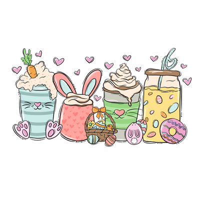 Easter Cute Bunny Drinks Design - DTF Ready To Press - DTF Dallas