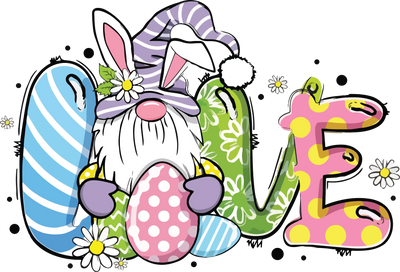 Easter Love Gnome Bunny Design - DTF Ready To Press - DTF Dallas