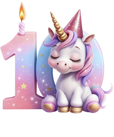 Unicorn Birthday Number 10 Design - DTF Ready To Press - DTF Dallas 