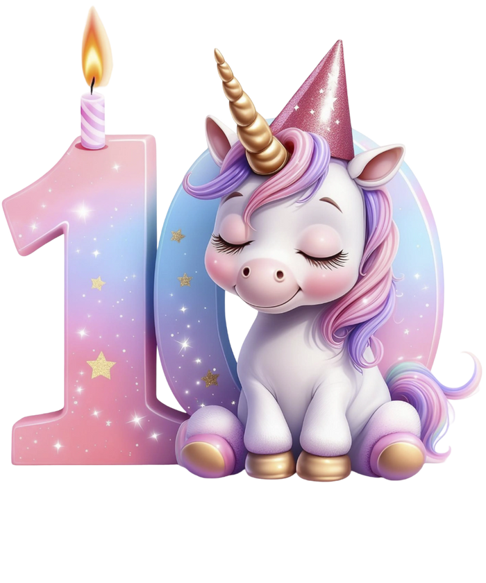Unicorn Birthday Number 10 Design pressed on a garment