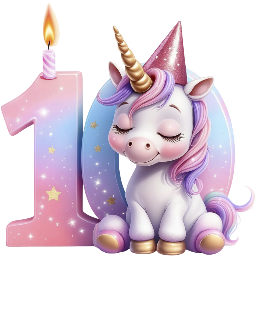 Unicorn Birthday Number 10 Design - DTF Ready To Press