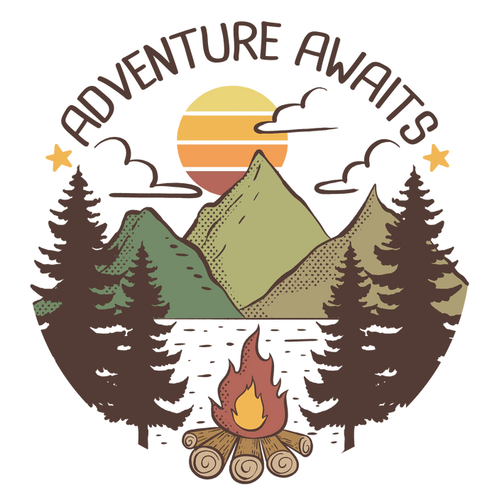 Adventure Awaits Design pressed on a garment