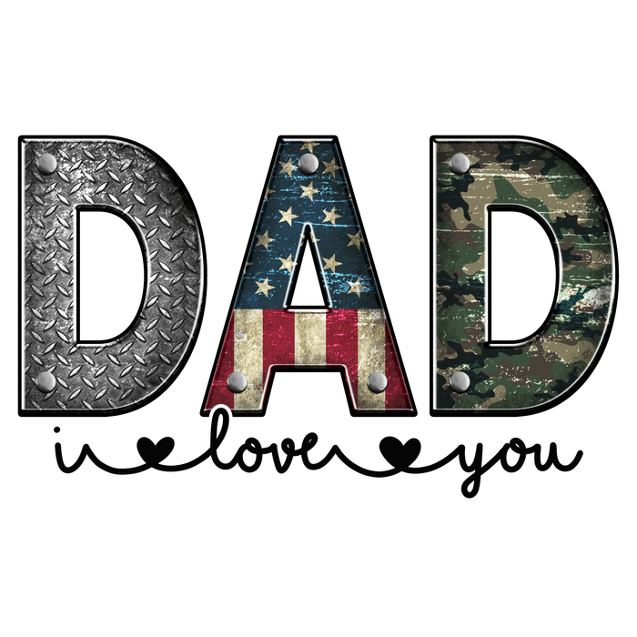 Dad I Love You Design pressed on a garment