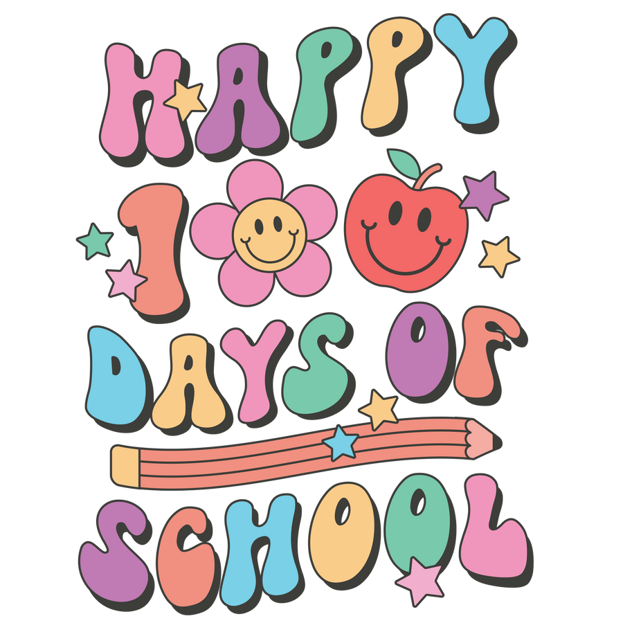 Happy 100 Days of School DTF-Ready Press (V4) | DTF Dallas