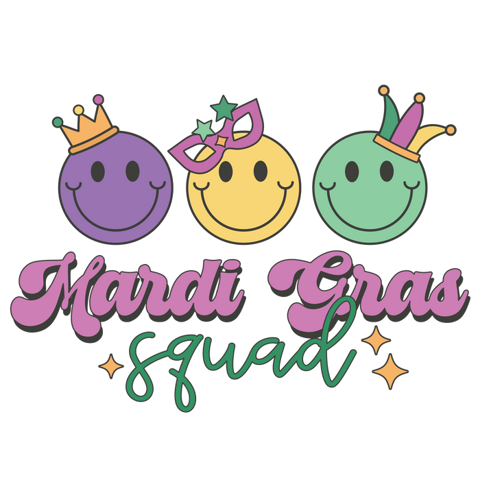 Mardi Gras Squad Design pressed on a garment