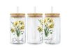 UV DTF 16 Oz Libbey Glass Cup Wrap -  March Daffodil Birthday