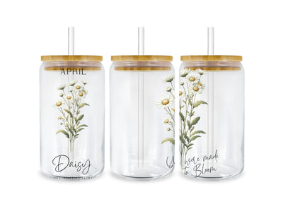 UV DTF 16 oz Libbey Cup Wrap Daisy Birthday | DTF Dallas - DTF Dallas 