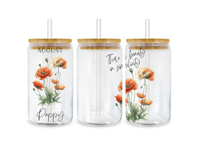 UV DTF 16 oz Libbey Cup Wrap August Poppy | DTF Dallas - DTF Dallas 
