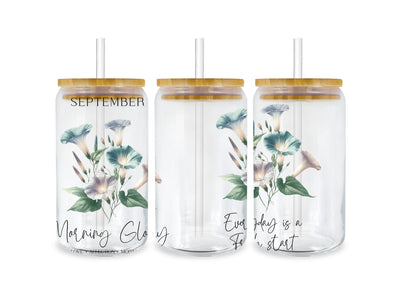 September Morning Glory Birthday Glass Cup V1 | DTF Dallas - DTF Dallas 