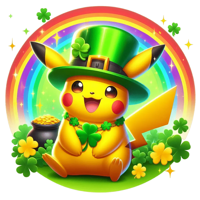 St Patrick's Day Pikachu Pokémon Design pressed on a garment